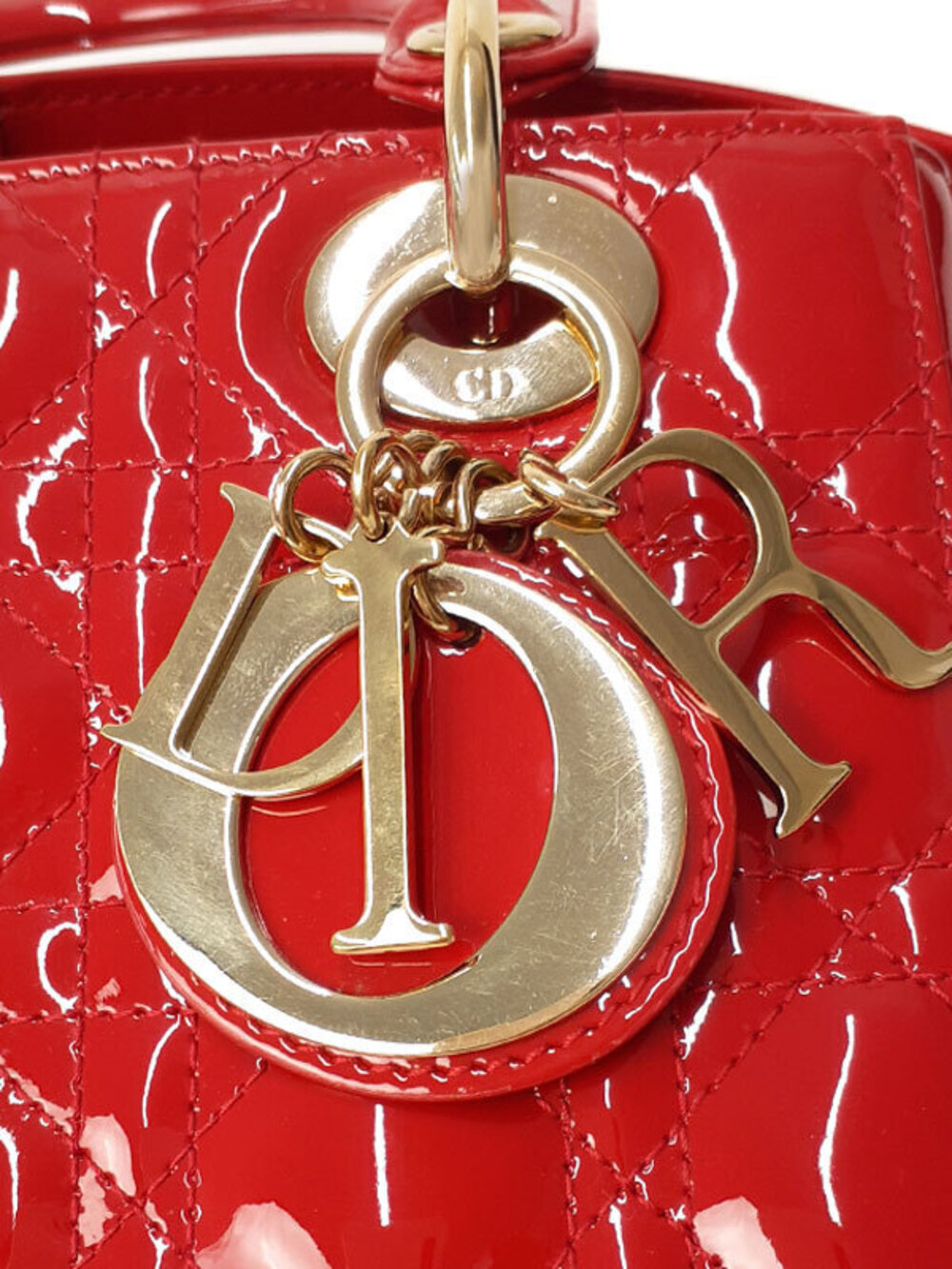 Christian Dior Patent Cannage Lady Dior Bag bright Cherry Red - Picture 9 of 9